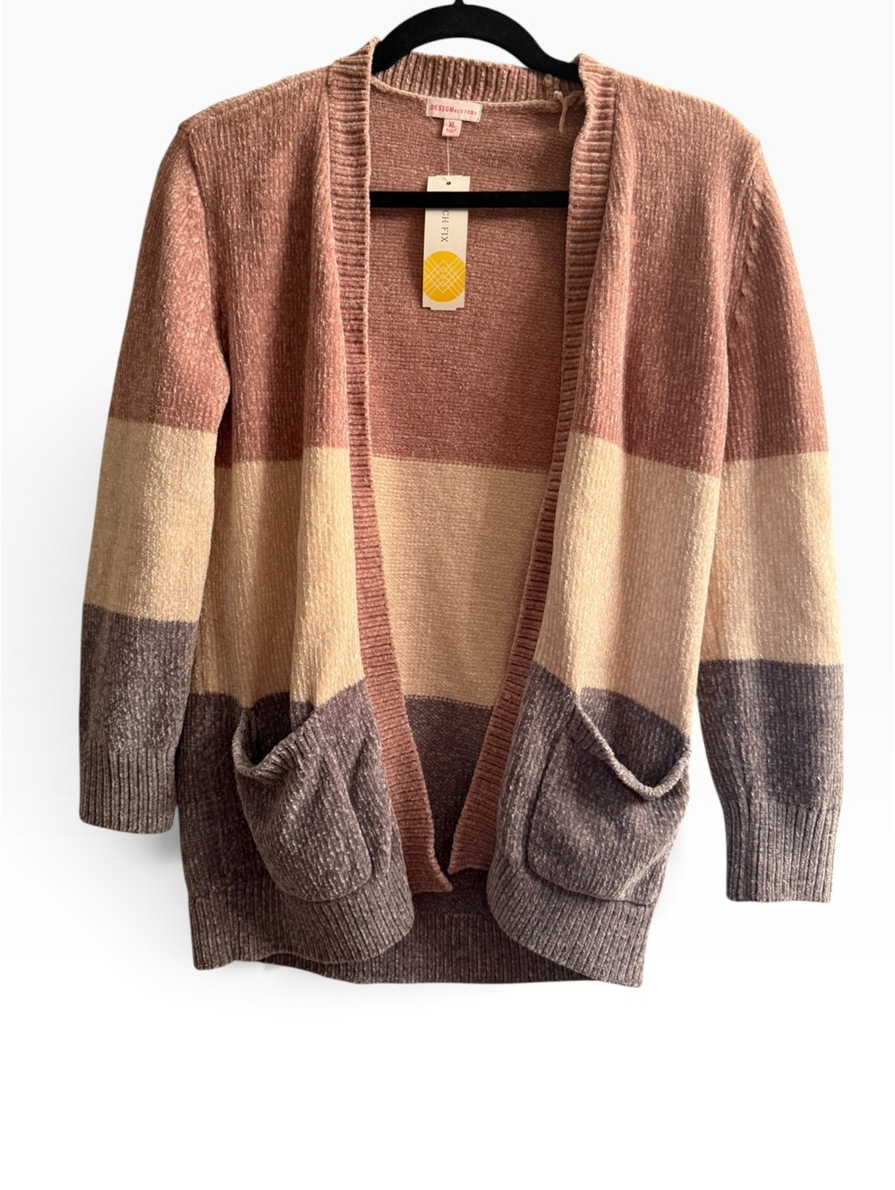 Design Historyt XL Colorblock Open Front Cardigan Sweater
